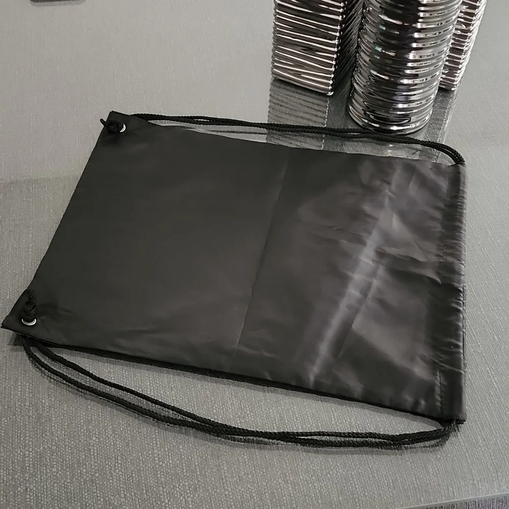 CARBON 38 Black Nylon Logo Drawstring Sling String Bag Backpack Gym Sports